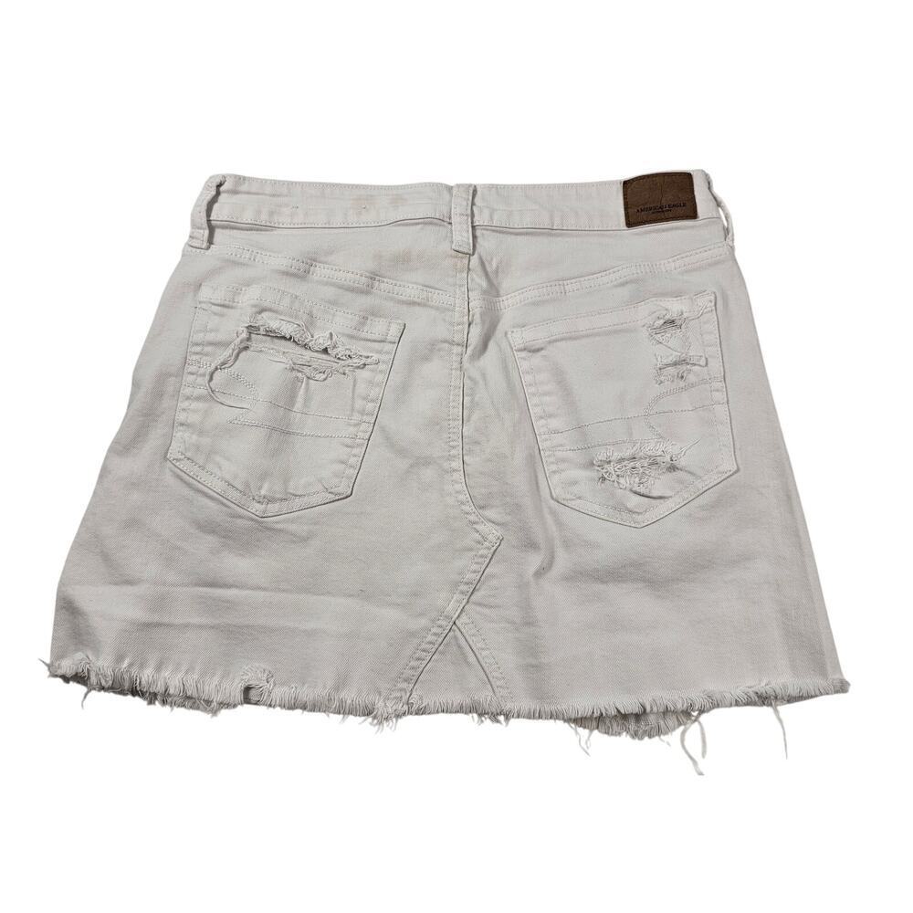 American Eagle Jean Skirt grunge 8 Cutoff Distressed White Denim 30" Waist